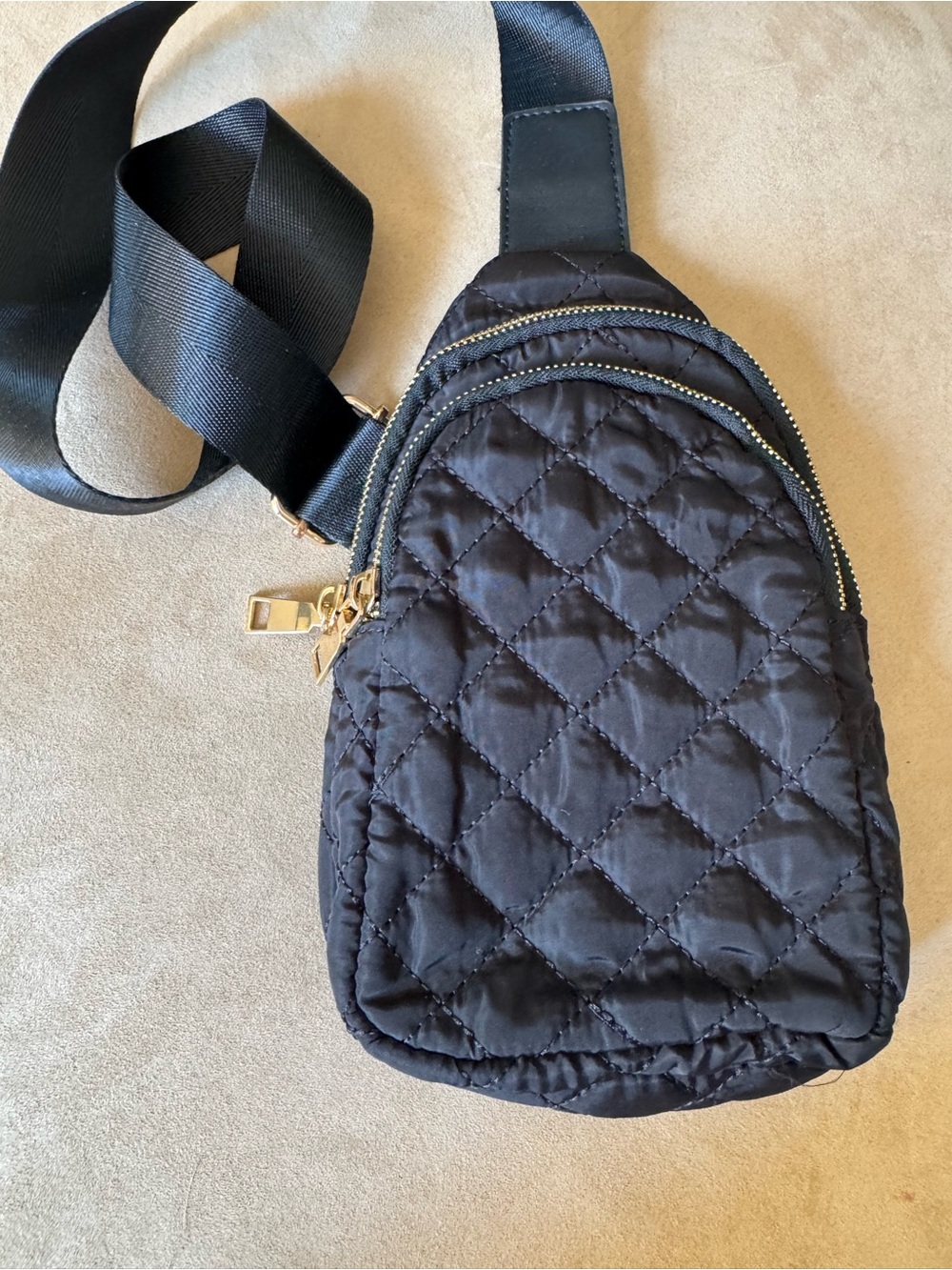Quilted Black Crossbody Sling Bag